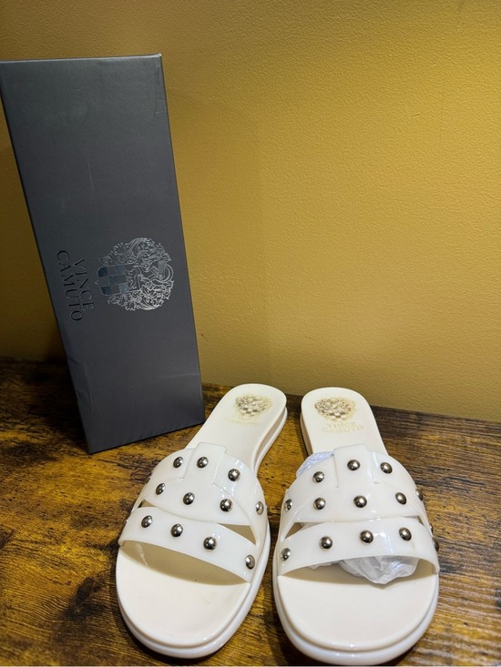 Vince Camuto Shoes - Vince Camuto Creamy White Jelly PVC Studded Slide Sandals